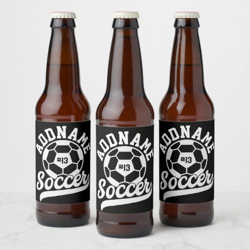 Soccer Player ADD NAME Football Team Personalized Beer Bottle Label