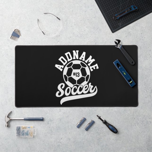 Soccer Player ADD NAME Football Team Personalized Desk Mat (Workstation)