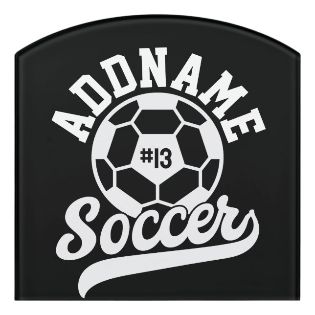 Soccer Player ADD NAME Football Team Personalized Door Sign (Contour Front)