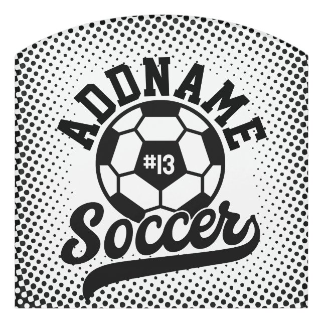 Soccer Player ADD NAME Football Team Personalized Door Sign (Contour Front)