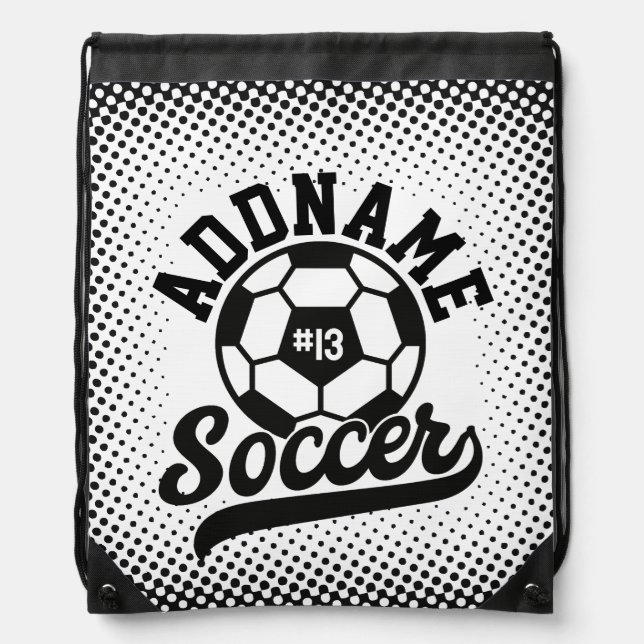 Soccer Player ADD NAME Football Team Personalized Drawstring Bag (Front)