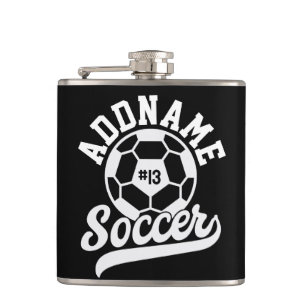 Soccer Player ADD NAME Football Team Personalized Flask