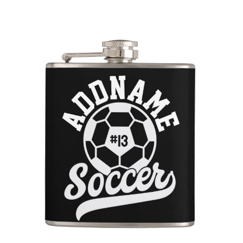 Soccer Player ADD NAME Football Team Personalized Flask