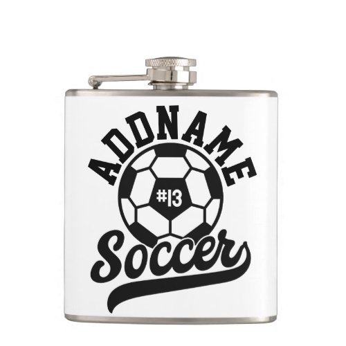 Soccer Player ADD NAME Football Team Personalized Flask