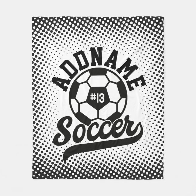 Soccer Player ADD NAME Football Team Personalized Fleece Blanket (Front)