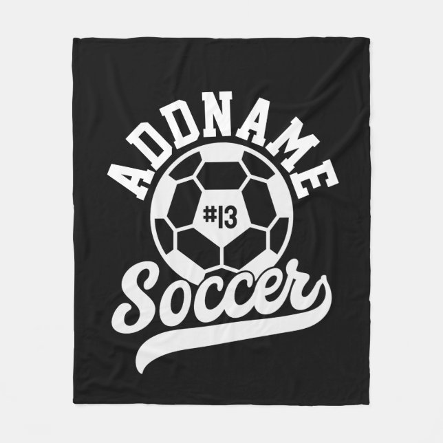 Soccer Player ADD NAME Football Team Personalized Fleece Blanket (Front)