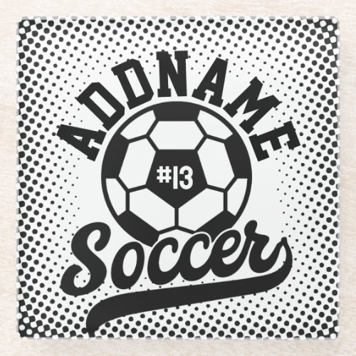 Soccer Player ADD NAME Football Team Personalized Glass Coaster