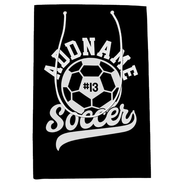 Soccer Player ADD NAME Football Team Personalized Medium Gift Bag (Front)
