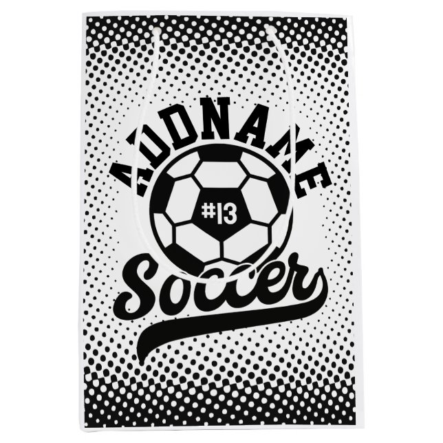 Soccer Player ADD NAME Football Team Personalized Medium Gift Bag (Front)