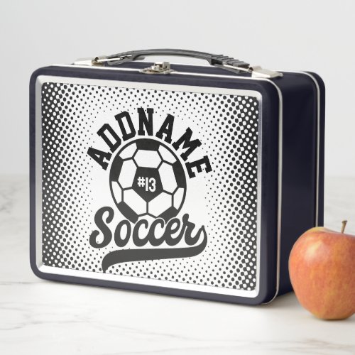 Soccer Player ADD NAME Football Team Personalized Metal Lunch Box
