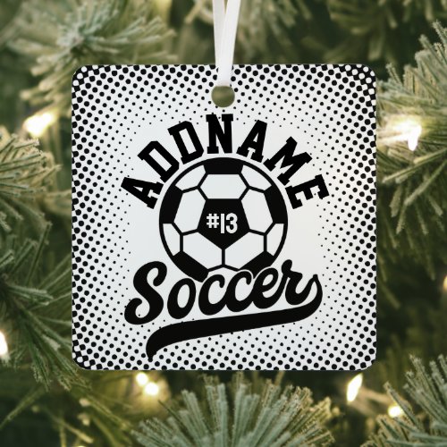 Soccer Player ADD NAME Football Team Personalized Metal Ornament