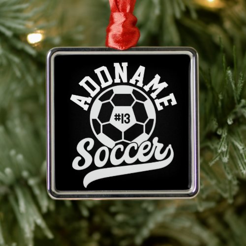 Soccer Player ADD NAME Football Team Personalized Metal Ornament