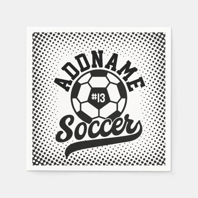 Soccer Player ADD NAME Football Team Personalized Napkins (Front)