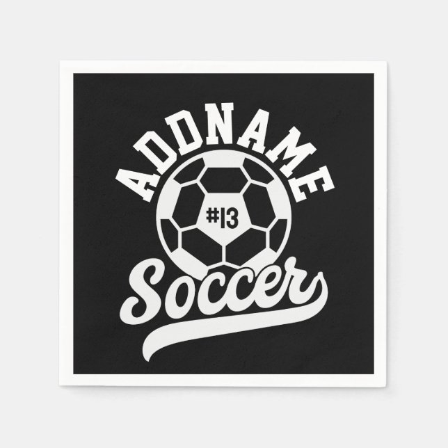 Soccer Player ADD NAME Football Team Personalized Napkins (Front)