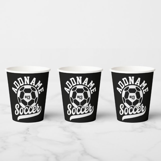 Soccer Player ADD NAME Football Team Personalized Paper Cups (Multi)