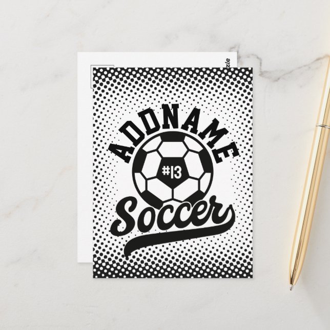 Soccer Player ADD NAME Football Team Personalized Postcard (Front/Back In Situ)