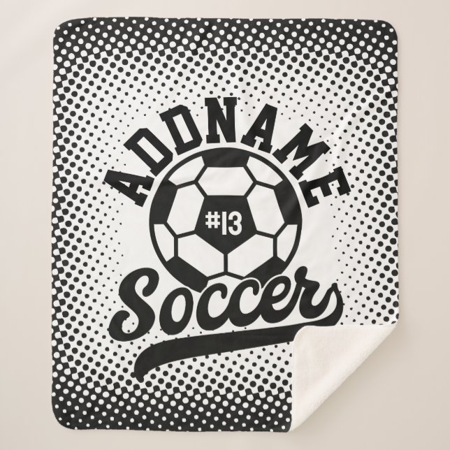 Soccer Player ADD NAME Football Team Personalized Sherpa Blanket (Front)