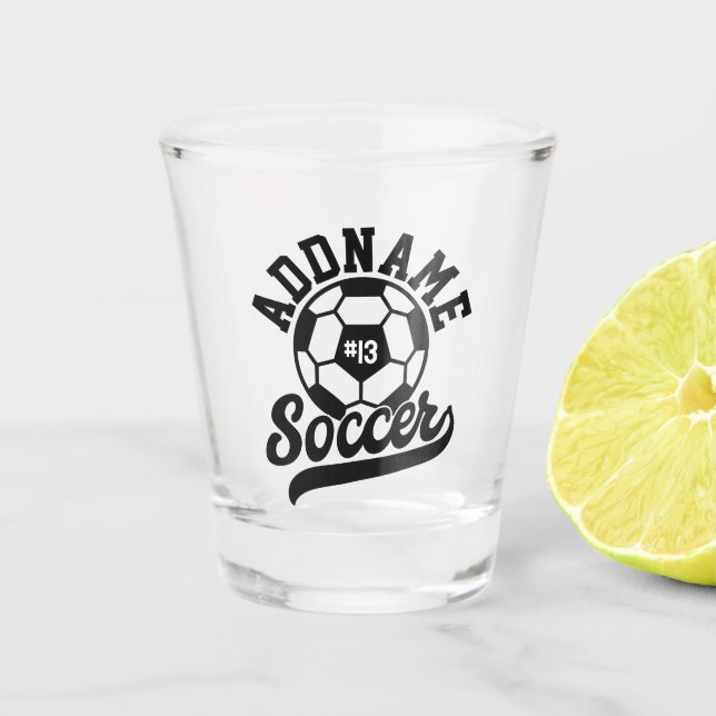 Soccer Player ADD NAME Football Team Personalized Shot Glass (Front)