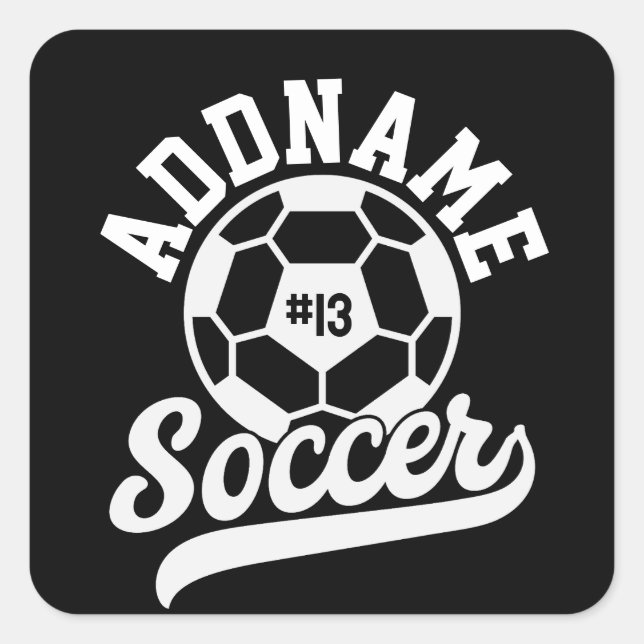 Soccer Player ADD NAME Football Team Personalized Square Sticker (Front)