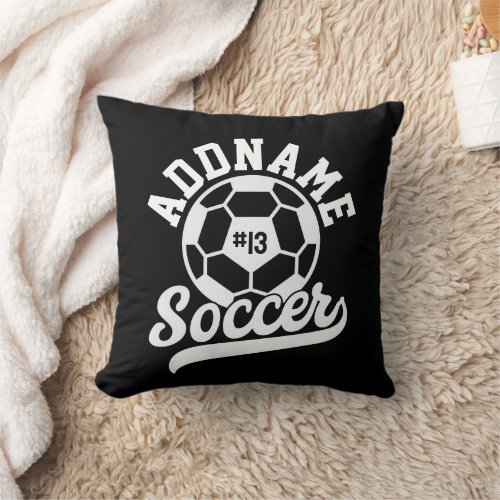 Soccer Player ADD NAME Football Team Personalized Throw Pillow