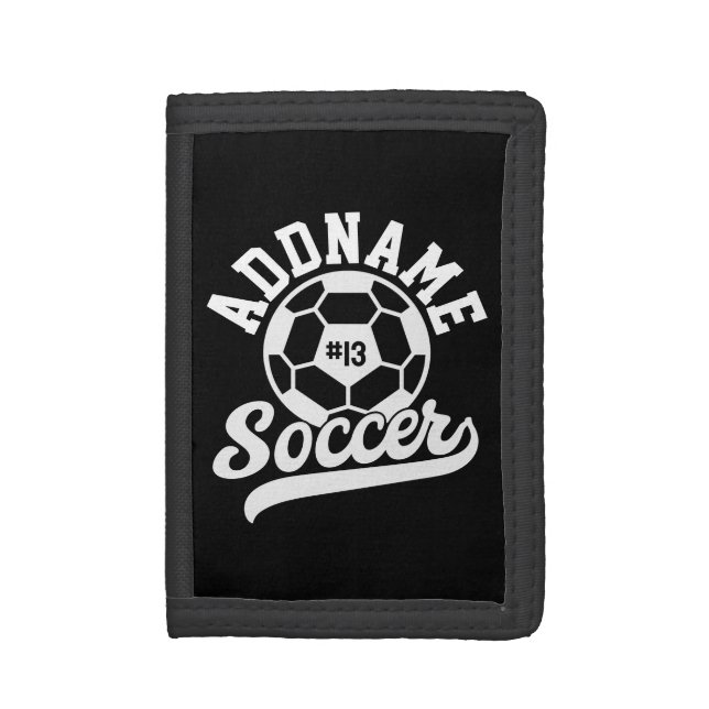 Soccer Player ADD NAME Football Team Personalized Trifold Wallet (Front Vertical)