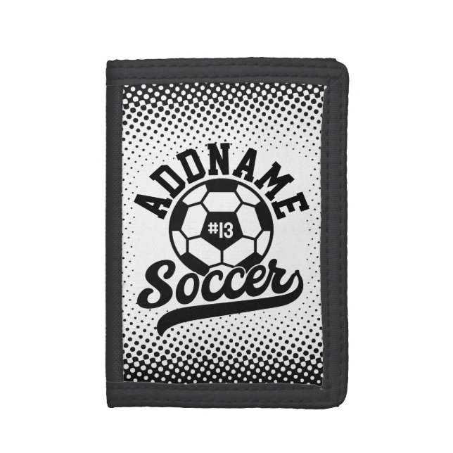 Soccer Player ADD NAME Football Team Personalized Trifold Wallet (Front Vertical)