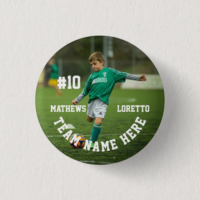 Soccer Player Add Name Number Team and Photo Button (Front)