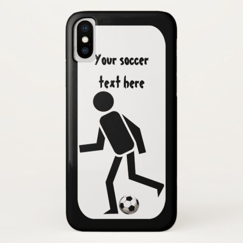 Soccer player and ball black and white custom iPhone x case