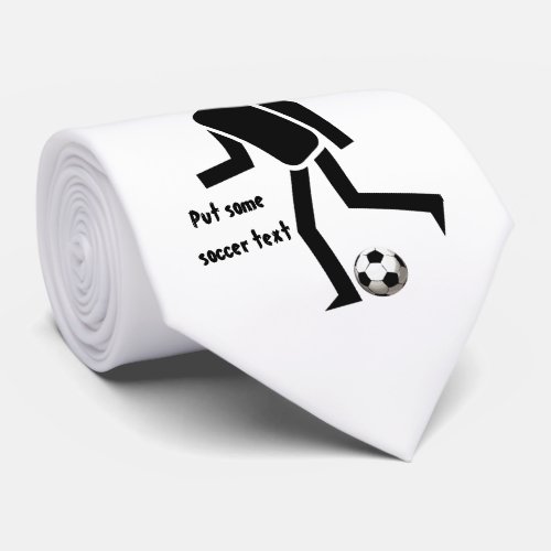 Soccer player and ball custom black white tie