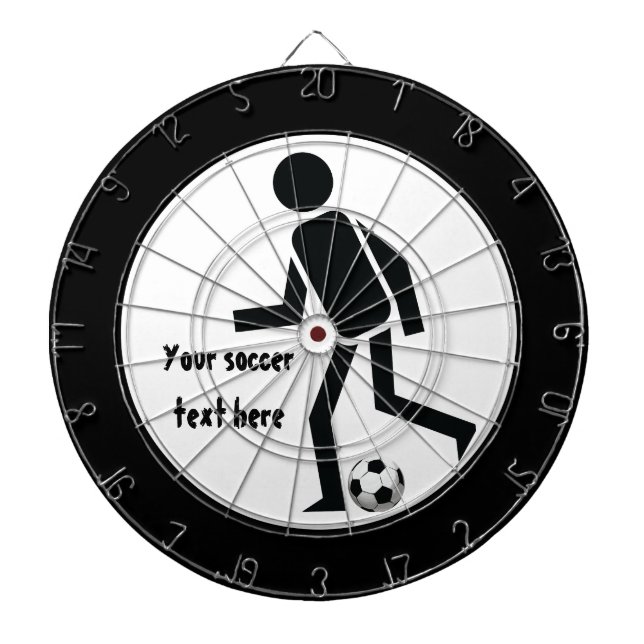 Soccer player and ball custom dartboard with darts (Front)