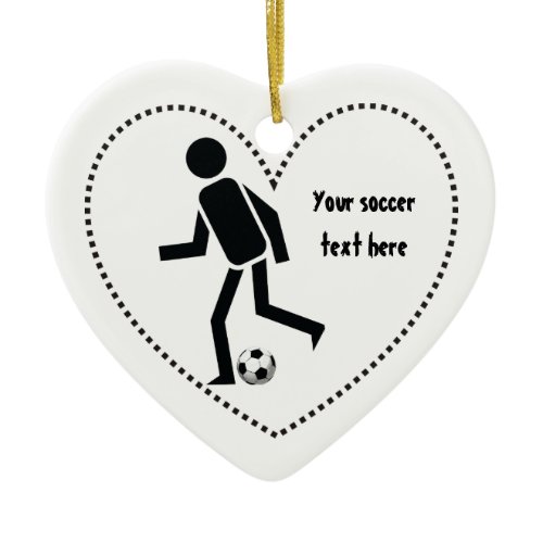 Soccer player and ball custom gift ceramic ornament