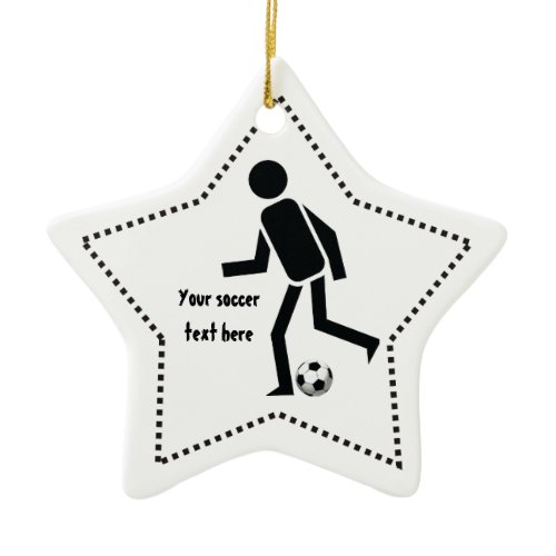 Soccer player and ball custom gift ceramic ornament