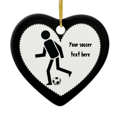Soccer player and ball custom gift ceramic ornament