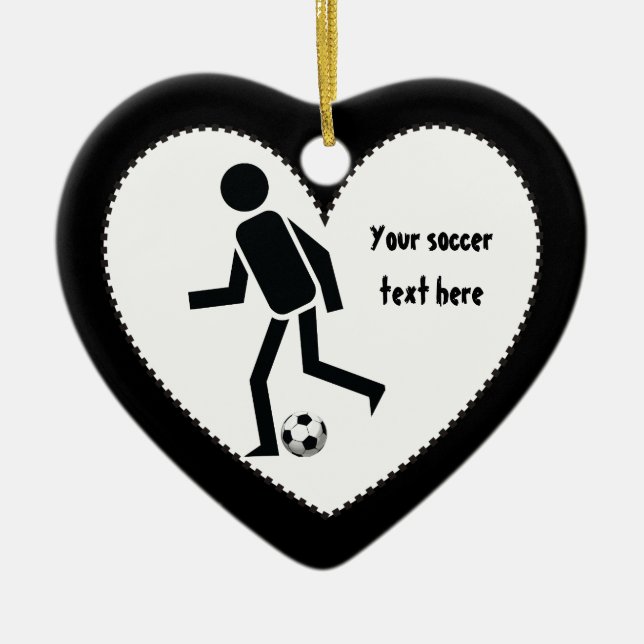 Soccer player and ball custom gift ceramic ornament (Front)