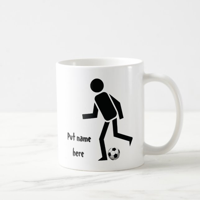 Soccer player and ball custom gift coffee mug (Right)