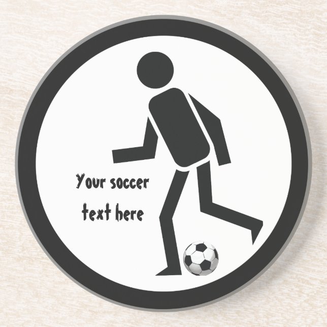Soccer player and ball custom gift drink coaster (Front)