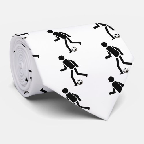 Soccer player and ball custom neck tie