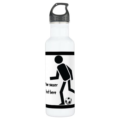 Soccer player and ball custom stainless steel water bottle