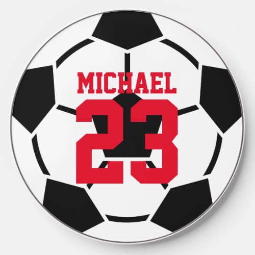 Soccer Player Ball Personalized Name Sports Wireless Charger