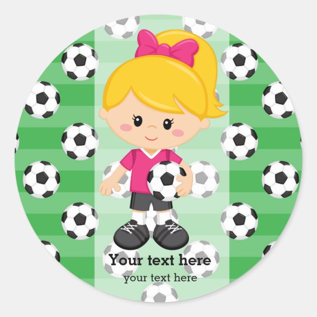 Soccer player classic round sticker (Front)