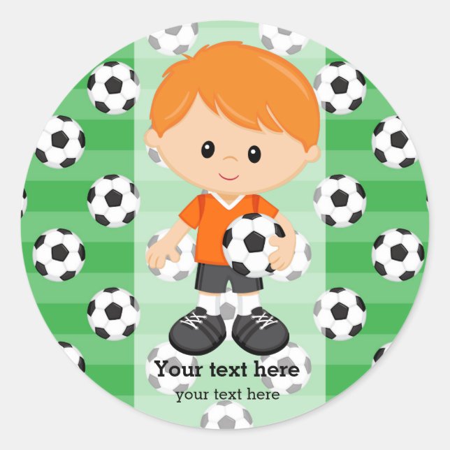 Soccer player classic round sticker (Front)