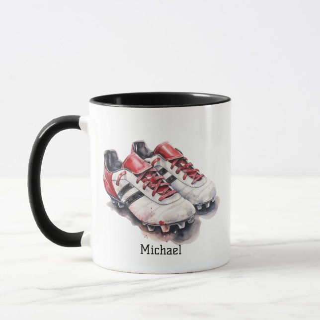 Soccer player coach shoes realistic name/ initials mug (Left)