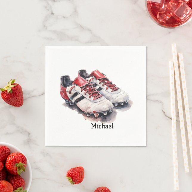 Soccer player coach shoes realistic name/ initials napkins (Insitu)