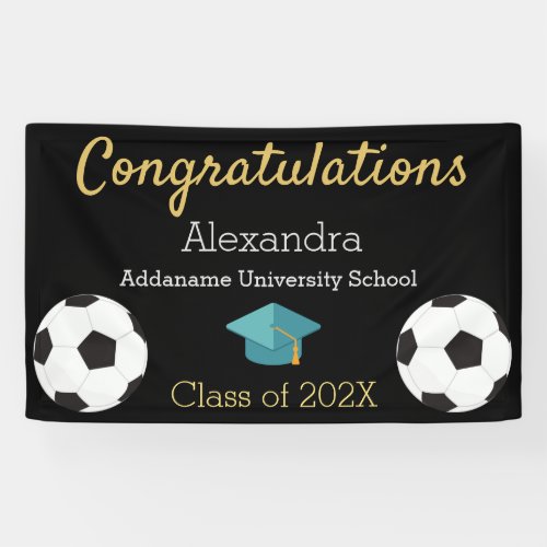 Soccer player congratulation graduate banner bann banner