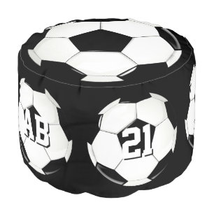 Soccer Player Custom Initials and Jersey Number Pouf