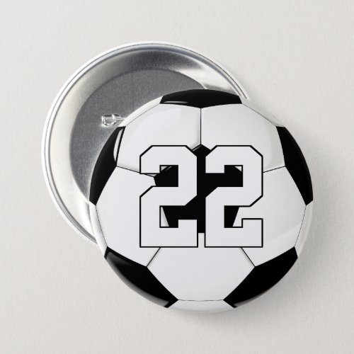 Soccer Player Custom Jersey NumberText Sports Fan Button