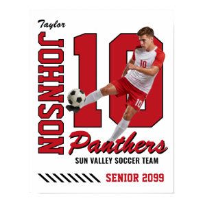 Soccer Player Custom Photo Jersey Number Red Poster