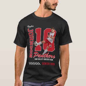 Soccer Player Custom Photo Jersey Number Red T-Shirt