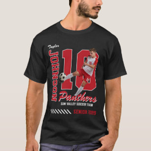 Soccer Player Custom Photo Jersey Number Red T-Shirt
