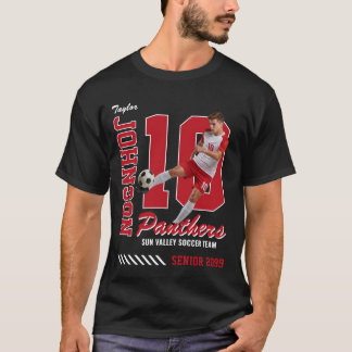 Soccer Player Custom Photo Jersey Number Red T-Shirt